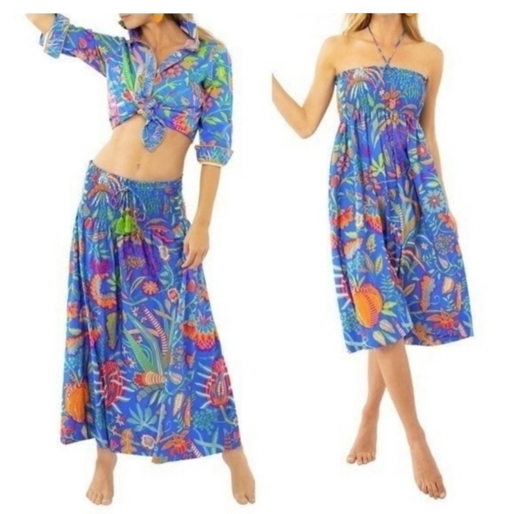 Gretchen Scott Haight Ashbury Hummingbird Heaven Orange Convertible Dress OS